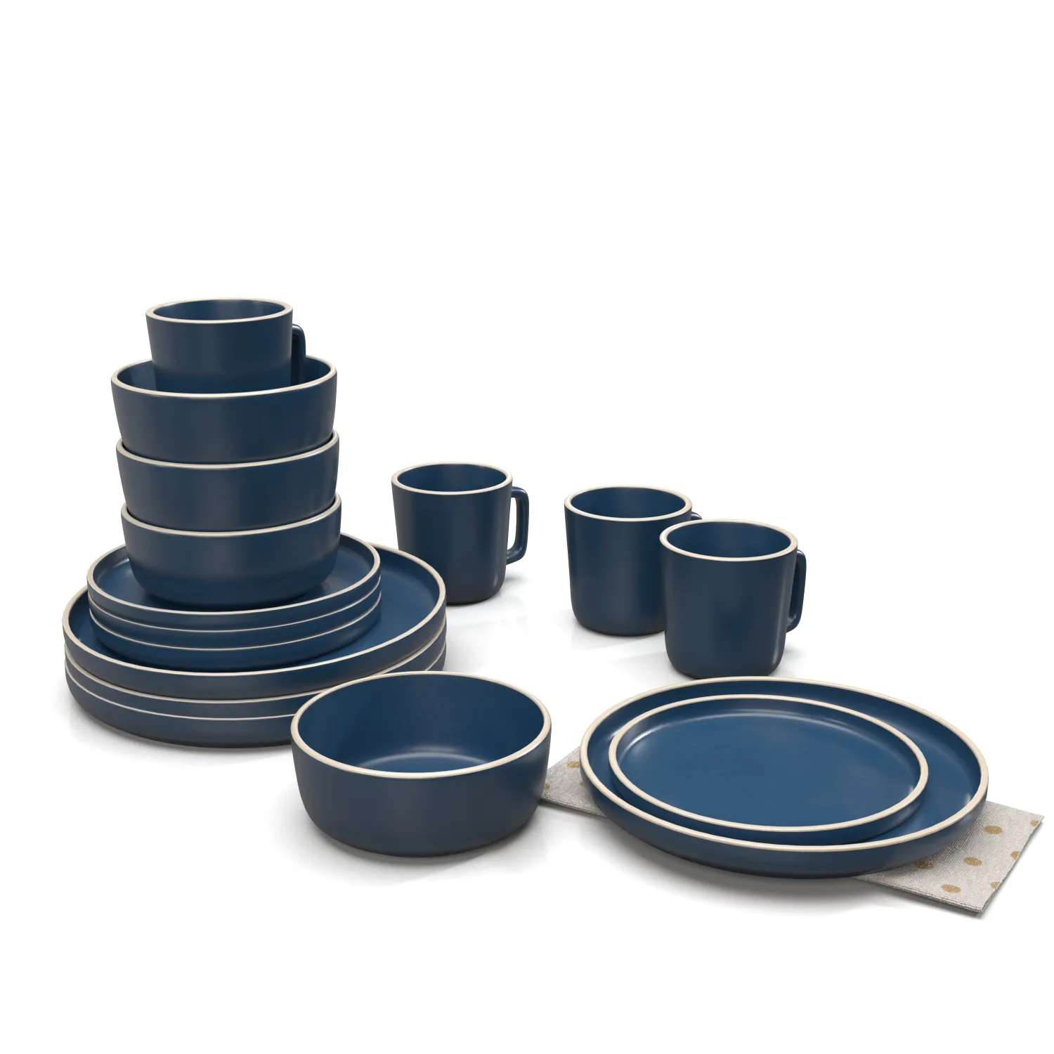 Gibson Home Zuma 16 Piece Round Kitchen Dinnerware Set PBR 3D Model_03